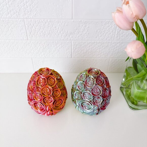 Large Rose-Covered Easter Eggs – Handcrafted Party Favors, Spring Decor, Wedding - Picture 8 of 12